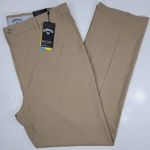 NEW Callaway Mens 44x34 Golf Pants Active Waistband Flex Opti-Dri Tan Khaki NWT
